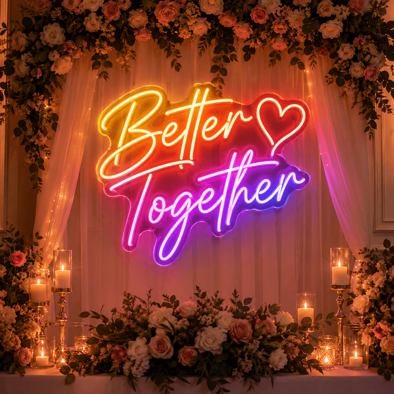 Wedding name sign displayed as romantic event décor