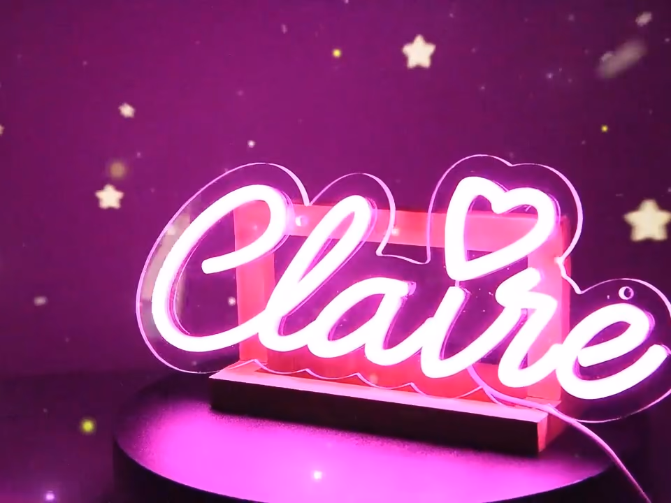 Personalised neon sign glowing at a wedding celebration